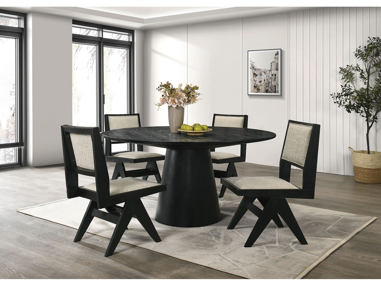 Tottenham Black 5 Piece Dining Set - Ornate Home