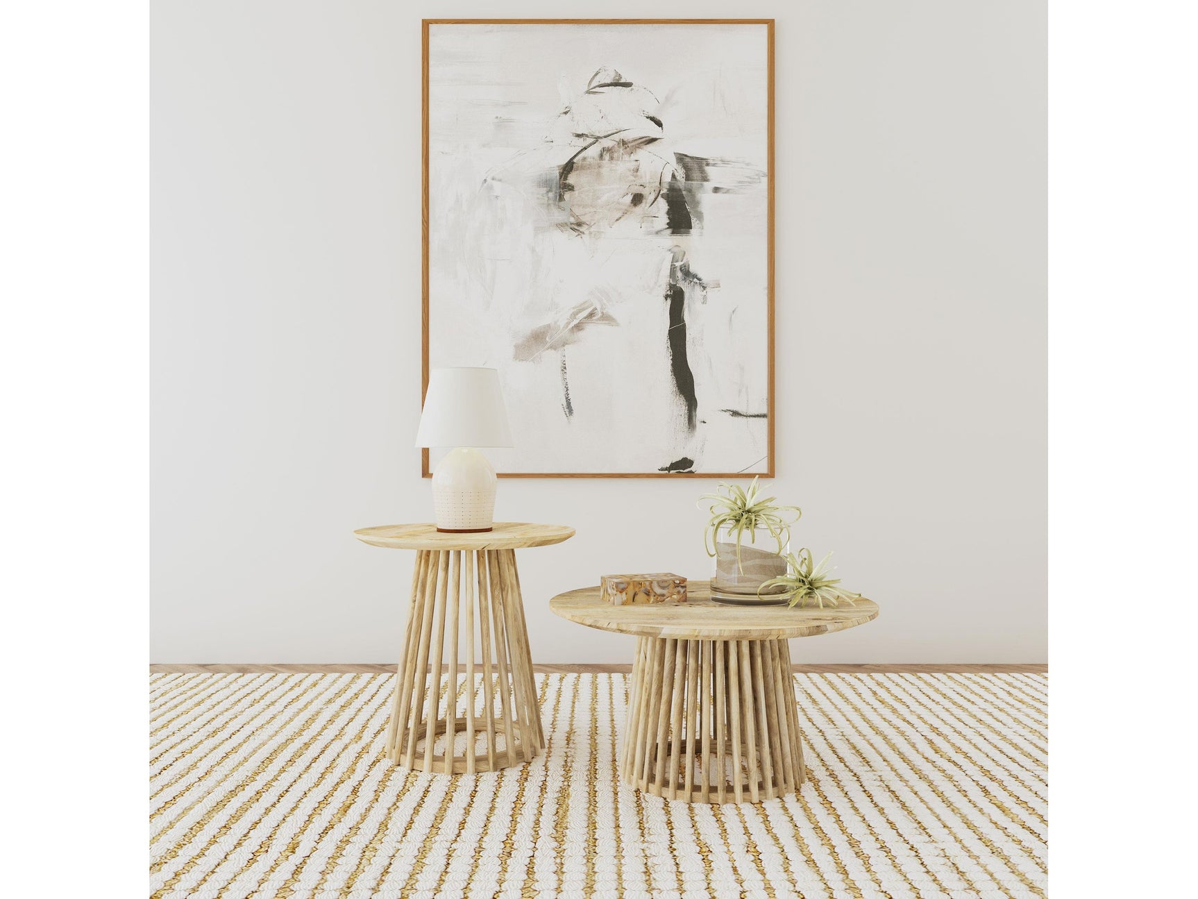 Touhy Natural Mango 2-piece Round Coffee and End Table Set - Ornate Home