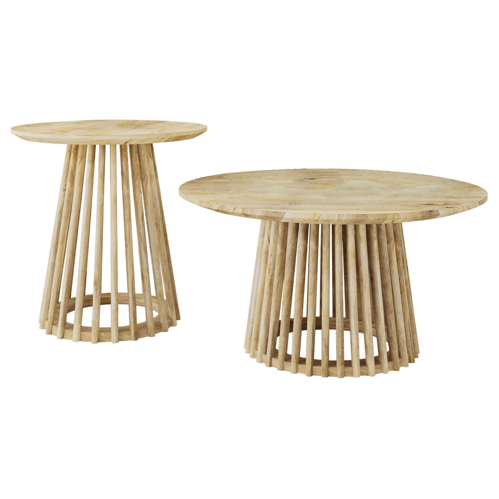 Touhy Natural Mango 2-piece Round Coffee and End Table Set - Ornate Home