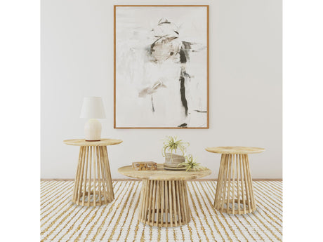Touhy Natural Mango 3-piece Round Coffee and End Table Set - Ornate Home