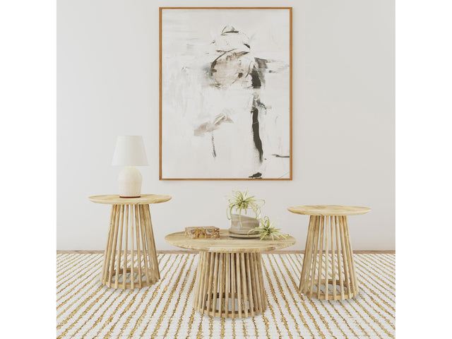 Touhy Natural Mango 3-piece Round Coffee and End Table Set - Ornate Home