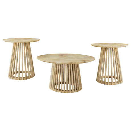 Touhy Natural Mango 3-piece Round Coffee and End Table Set - Ornate Home