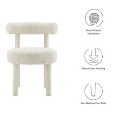 Toulouse Ivory Boucle Fabric Dining Chair - Ornate Home