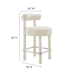 Toulouse Ivory/Silver Boucle Fabric Counter Stool - Ornate Home