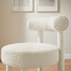 Toulouse Ivory/Silver Boucle Fabric Counter Stool - Ornate Home