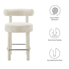 Toulouse Ivory/Silver Boucle Fabric Counter Stool (Set of 2) - Ornate Home
