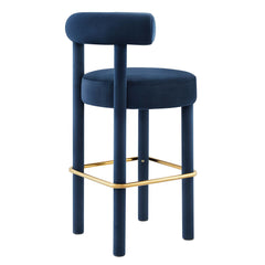 Toulouse Midnight Blue/Gold Performance Velvet Bar Stool - Ornate Home