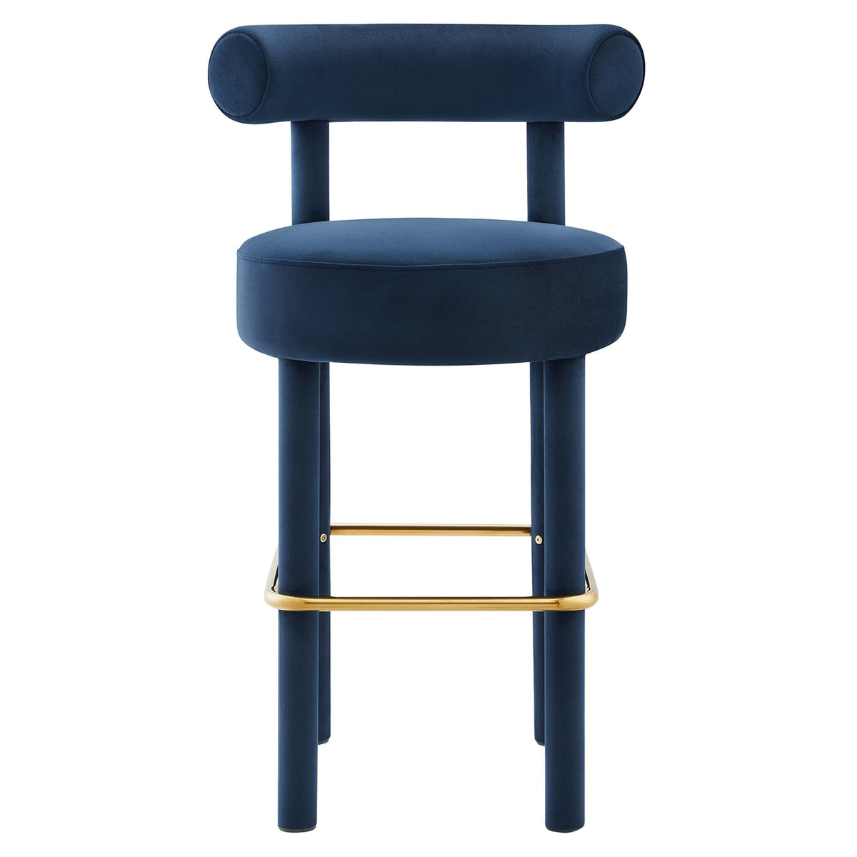 Toulouse Midnight Blue/Gold Performance Velvet Bar Stool - Ornate Home
