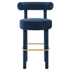 Toulouse Midnight Blue/Gold Performance Velvet Bar Stool - Ornate Home