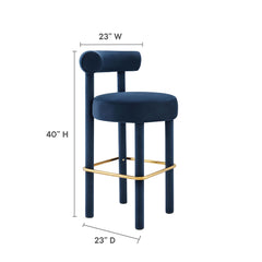 Toulouse Midnight Blue/Gold Performance Velvet Bar Stool - Ornate Home