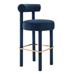 Toulouse Midnight Blue/Gold Performance Velvet Bar Stool (Set of 2) - Ornate Home