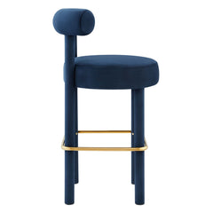 Toulouse Midnight Blue/Gold Performance Velvet Bar Stool (Set of 2) - Ornate Home