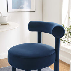 Toulouse Midnight Blue/Gold Performance Velvet Bar Stool (Set of 2) - Ornate Home