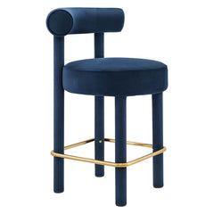 Toulouse Midnight Blue/Gold Performance Velvet Counter Stool - Ornate Home