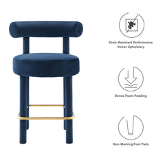 Toulouse Midnight Blue/Gold Performance Velvet Counter Stool - Ornate Home