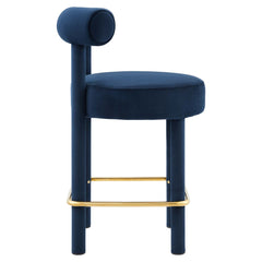 Toulouse Midnight Blue/Gold Performance Velvet Counter Stool (Set of 2) - Ornate Home