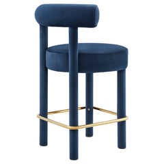 Toulouse Midnight Blue/Gold Performance Velvet Counter Stool (Set of 2) - Ornate Home