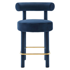 Toulouse Midnight Blue/Gold Performance Velvet Counter Stool (Set of 2) - Ornate Home