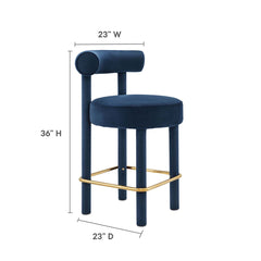 Toulouse Midnight Blue/Gold Performance Velvet Counter Stool (Set of 2) - Ornate Home