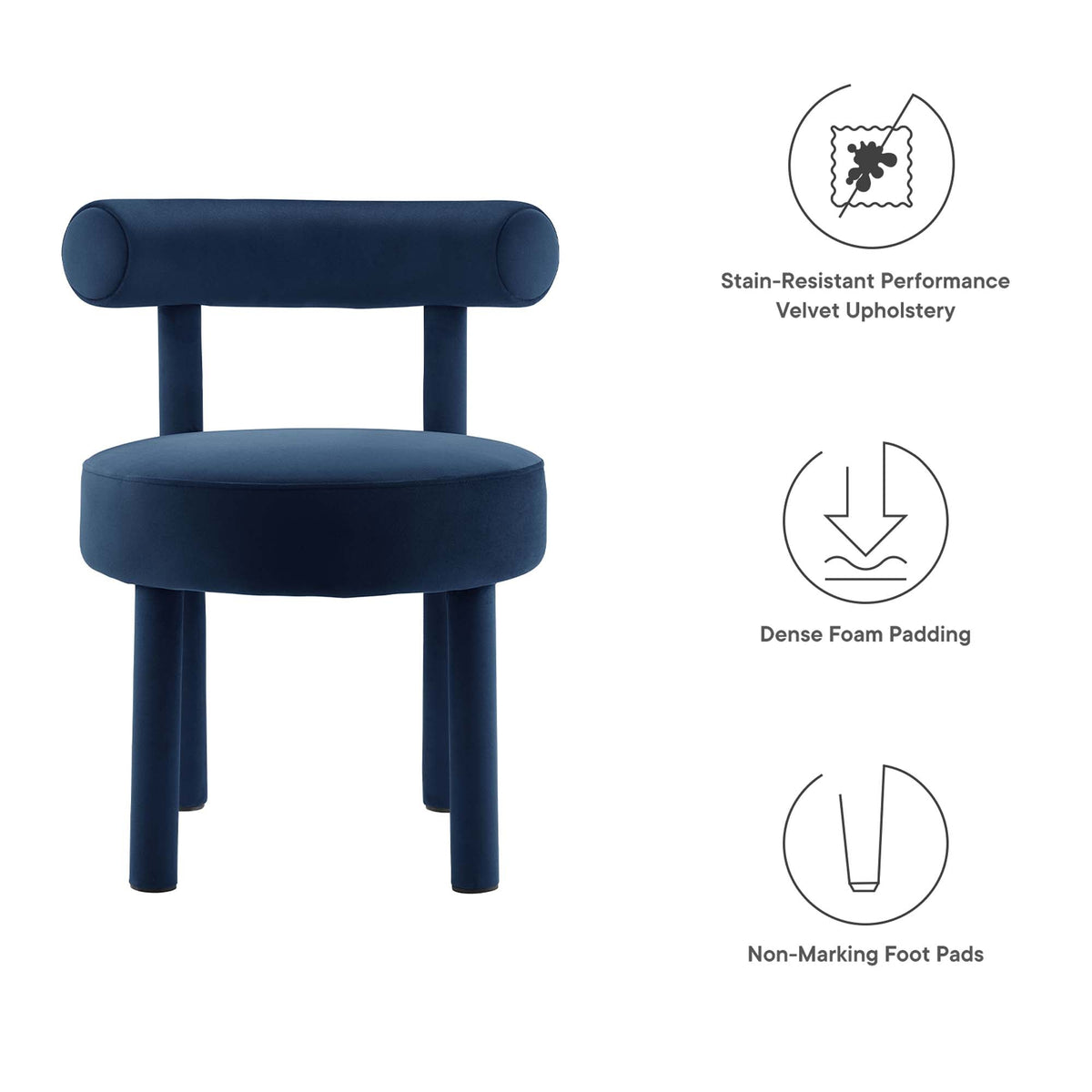Toulouse Midnight Blue Performance Velvet Dining Chair - Ornate Home