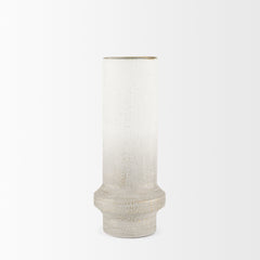 Tovah Medium Textured White/Gold Metal Vase - Ornate Home