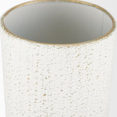 Tovah White/Gold Tall Textured Metal Vase - Ornate Home