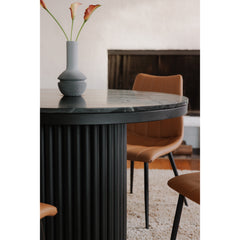 Tower Black Marble Dining Table - Ornate Home