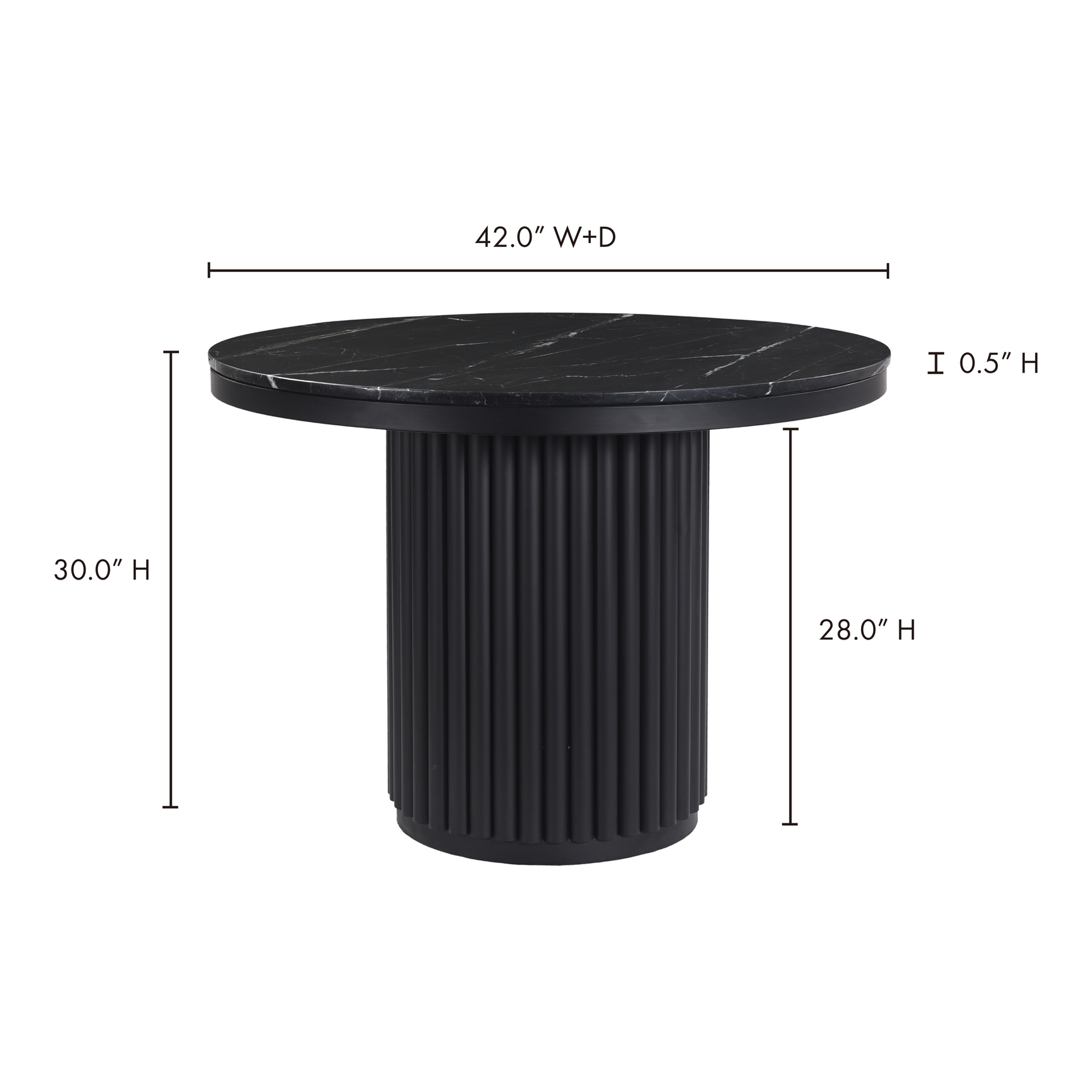 Tower Black Marble Dining Table - Ornate Home