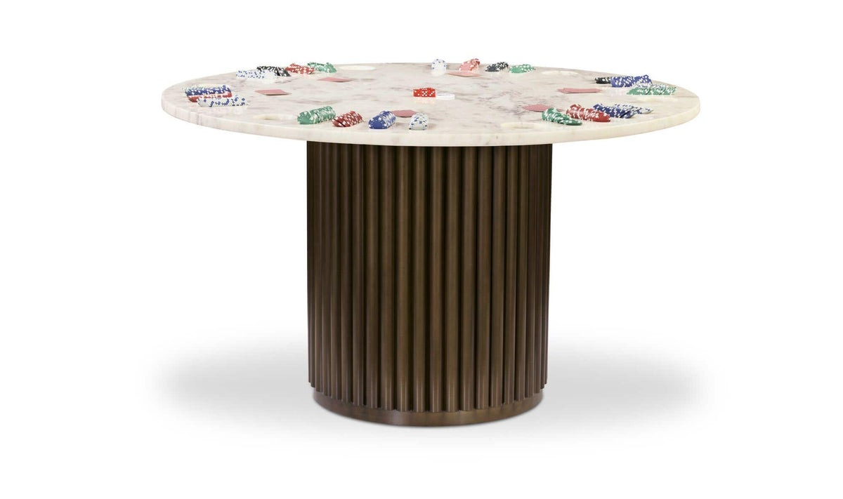 Tower White Marble Poker Table - Ornate Home