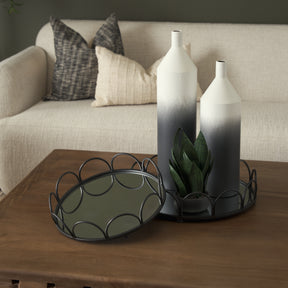 Townley White/Black Small Ombre Metal Vase - Ornate Home