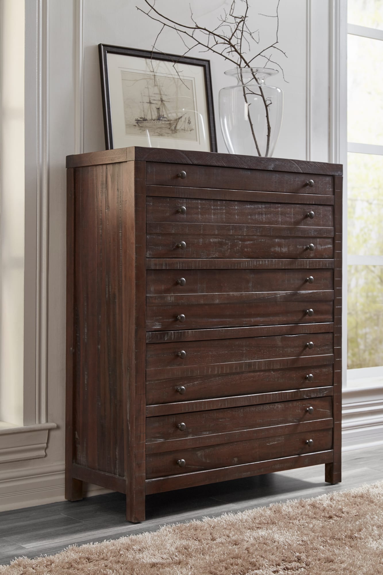Townsend Java Five Drawer Solid Wood Chest