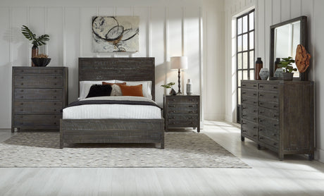Townsend Solid Wood California King Low-Profile Bed in Gunmetal - Ornate Home