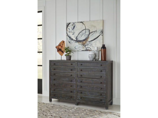 Townsend Solid Wood Eight Drawer Dresser in Gunmetal - Ornate Home