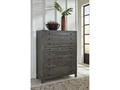 Townsend Solid Wood Five Drawer Chest in Gunmetal - Ornate Home