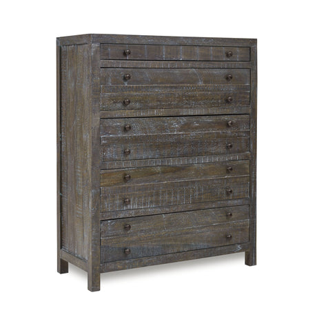 Townsend Solid Wood Five Drawer Chest in Gunmetal - Ornate Home