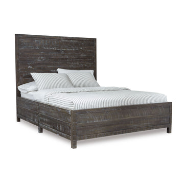 Townsend Solid Wood Queen Low-Profile Bed in Gunmetal - Ornate Home