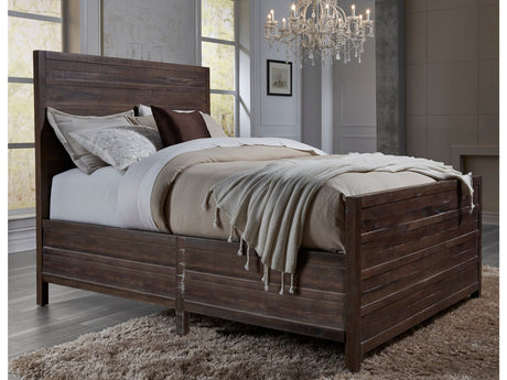 Townsend Solid Wood Queen Panel Bed in Java - Ornate Home