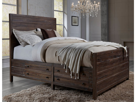 Townsend Solid Wood Queen Storage Bed in Java - Ornate Home