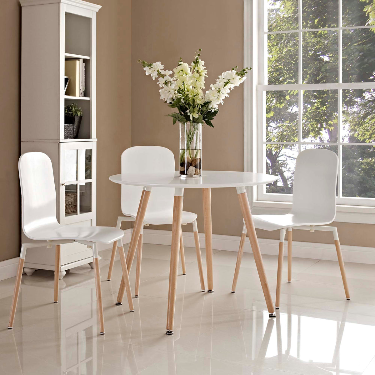 Track White Round Dining Table - Ornate Home