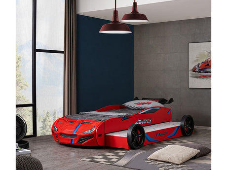 Tracklite Red Car Bed w/ Trundle - Ornate Home