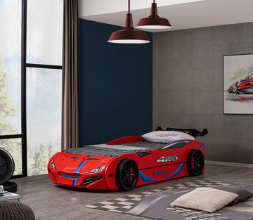 Tracklite Red Car Bed w/ Trundle - Ornate Home