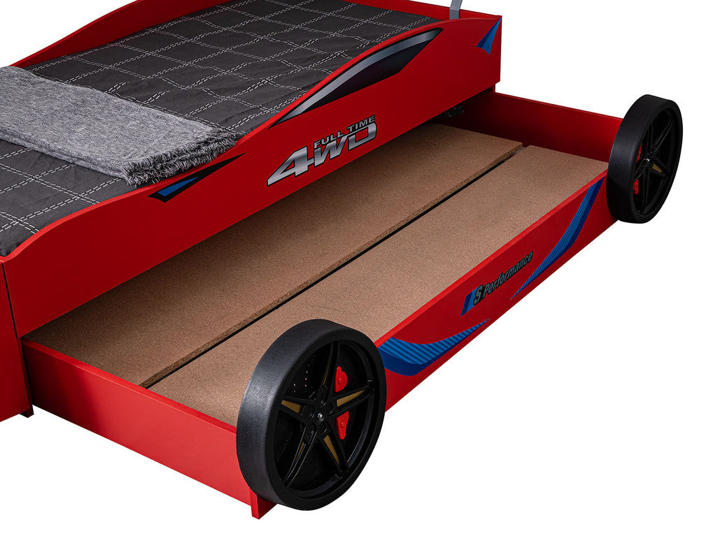 Tracklite Red Car Bed w/ Trundle - Ornate Home