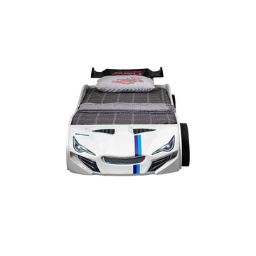 Tracklite White Car Bed w/ Trundle - Ornate Home