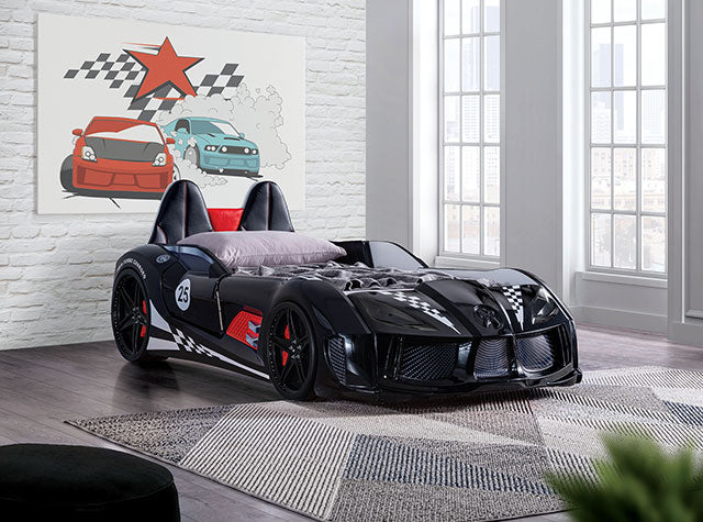 Trackster Black Car Bed / Twin - Ornate Home