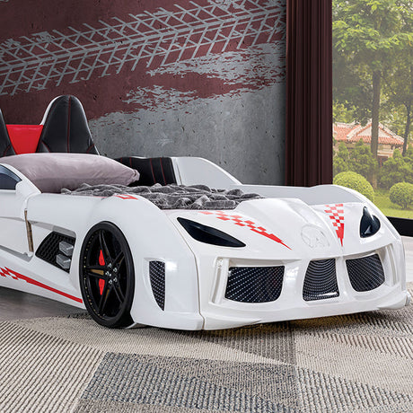 Trackster White Car Bed / Twin - Ornate Home