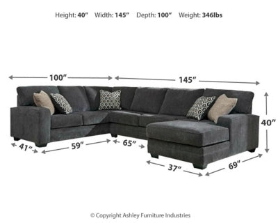 Tracling Gray 3-Piece Sectional with Ottoman (Online Special Price) - Ornate Home