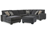 Tracling Slate 3-Piece Sectional and Ottoman - Ornate Home