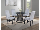 Tracy Light Grey/Black 5-Piece Round Dining Set - Ornate Home