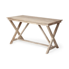 Tracy Natural X Frame Wood Office Desk - Ornate Home