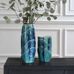 Tranquil Duo Blue/Green/White Vases (Set of 2) - Ornate Home